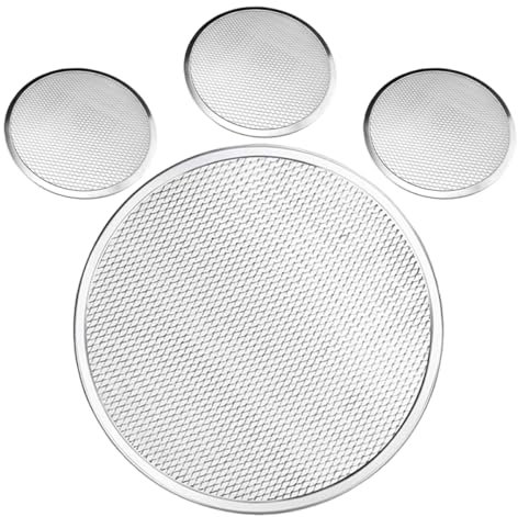 OFFSCH Ensemble De 4 Écrans à Pizza en Aluminium Épais Antiadhésif 20 Cm pour Cuisson Au Four Et Barbecue, Plateau De Cuisson en Maille, Outil Polyvalent pour Pizza Et Pâtisserie