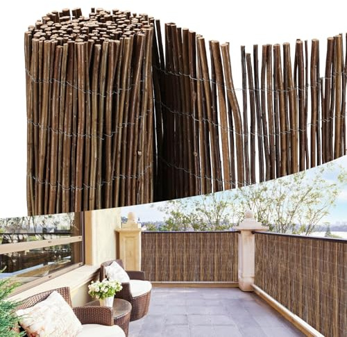 Hebitod Natte en osier 100 x 500 cm – Brise-vue en osier Ø 6-13 mm – Protection contre le vent et le soleil pour jardin et terrasse – Plusieurs tailles – Marron