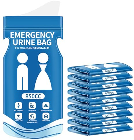 AIBAOBAO 10 Piezas Bolsas de Orina Desechables, Bolsas de Emergencia para Orinar, Bolsa de Vómito de Urinario Portatil Hombre Mujer Niños, WC Portatil para Acampar, Viajar, Atasco de Tráfico