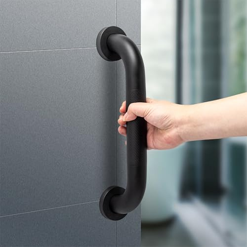 ITSOGOO Agarraderas Baño Para Mayores,Antideslizante Tirador de Seguridad,Acero Inoxidable,Asa de Ducha,Asa de Baño,Barras de Agarre Para el Escalones para Niño Discapacitado 30cm Negro Mate