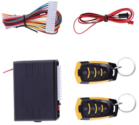 UKCOCO Sistema Antirrobo Para Coche Arranque Remoto, Cierre Central Automático, Kit 1 Unidad Mando Plegable 4 Botones, Compatible 12v, Alarma Remota Para Vehículos, Uso Seguro y Práctico