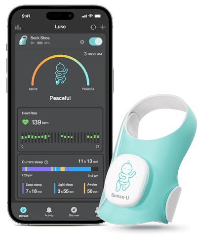 Sense-U Smart Sock Shoe Baby Monitor - Track Baby’s Heart Rate, Movement and Sleep, Infant Foot Monitor for Peace of Mind