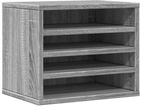 Skrivbordsförvaring grå Sonoma trämaterial 36 x 26 x 29,5 cm kompakt förvaring kontorsmaterial dokumentmapp pennhållare organisationssystem stapelbar