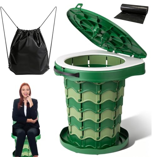 Toilettes de Camping Pliables, Toilettes Mobiles avec Couvercle, Toilettes de Voyage avec sac de Toilette et 10 sacs Poubelle, Toilettes Portables pour le Camping la Randonnée la Pêche