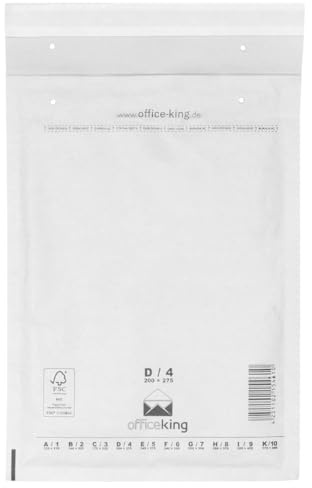 OfficeKing 100 bubbelkuvert D4 vit 200 x 275 mm DIN B5 C5+ (10 storlekar valbara luftkuddar, förpackning, vadderade kuvert