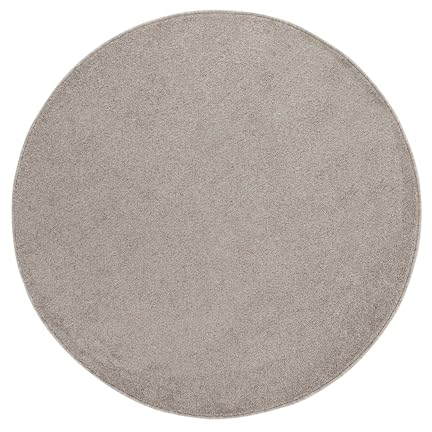 Carpetsale24 Teppich Rund 160 cm Beige, Kurzflor, Einfarbig, Modern, Pflegeleicht, rutschfest, Weicher Bodenteppich für Wohnzimmer, Schlafzimmer, Essbereich