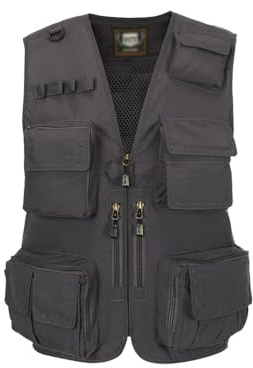 Hbufnha Anglerweste Outdoor Arbeitswesten Unisex Jagd Reise Fotografie Safari Weste mit Multi Taschen, 2#grau, X-Large
