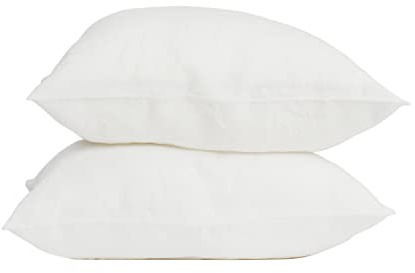 My Linen Home | Set di 2 Federe in Lino Lavato (100% StoneWashed) | Federe Cuscini 65x65 cm I Ipoallergenico, Termoregolazione e Traspirabilità I Adatto a Tutte le Stagioni | Copricuscini Bianco