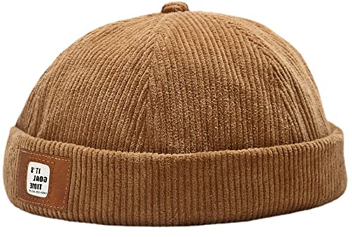 Faringoto - Gorro de pana tipo Docker, sin visera, para hombres, caqui, Talla única