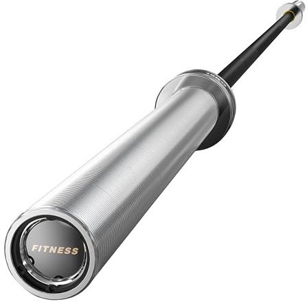 PAPABABE Barbell, 6.5ft Women’s Olympic Barbell 35lb, 25mm Black Chrome Grip & 2-Inch Silver Sleeves, Hybrid Needle Bearings + Bushings, 190,000 PSI Steel, 1000lbs Home Gym Bar (Black/Silver)
