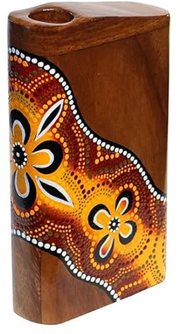 Wogeka - Hermoso rectangular Didgeridoo - Tallado de madera como idea de regalo de cumpleaños Navidad para decoración de pared Instrumento musical hecho a mano (Did06c (flor amarillo-rojo))