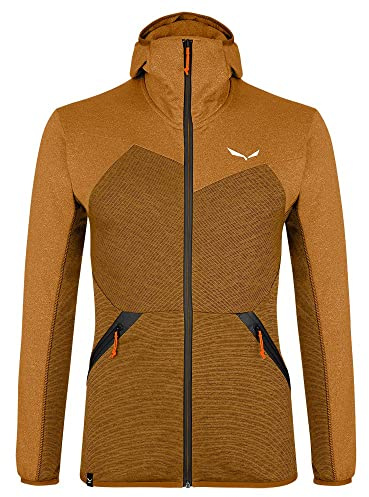 SALEWA Felpa con Cappuccio Puez Melange PL Full Zip, Golden Brown Melange, S