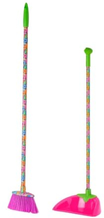 VIGAR - Set Pulizia per Bambini - Scopa e Paletta - 22 x 16 x 96 cm - Modello Lolaflor - Set di Giochi per la Pulizia della Casa - Rosa e Verde