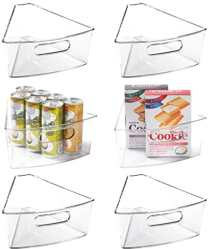Leeden Lazy Susan Organizer for 28 Diameter Corner Lazy Susan, Plastic Kitchen Cabinet Storage Bins with Handle, 6 Packs, 1/8 Wedge - Food Safe, BPA Free
