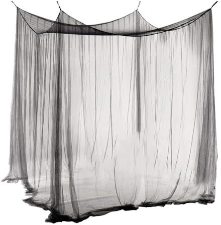 Aoreun Moskitonetz für Doppelbett Schwarz, 210x240x190 cm Großes Moskitonetz Bett Rechteckiger Netzvorhang Reise Insektenschutz Mückennetz, Mosquito Net Bed für Zuhause,Camping, 4 Einträge