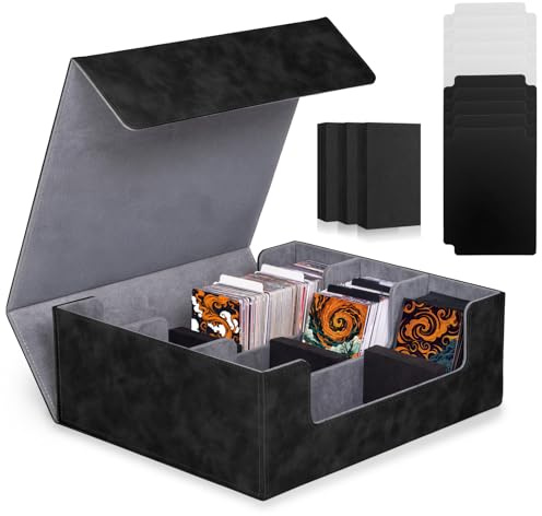 Old Canal Boîte Rangement Carte avec 10 Séparateurs, Deck Box à Rabat Magnétique pour Plus de 1800 Cartes à Pochette Simple, Trading Card Storage Box pour MTG, Cartes de Sport et Cartes Magic (Noir)