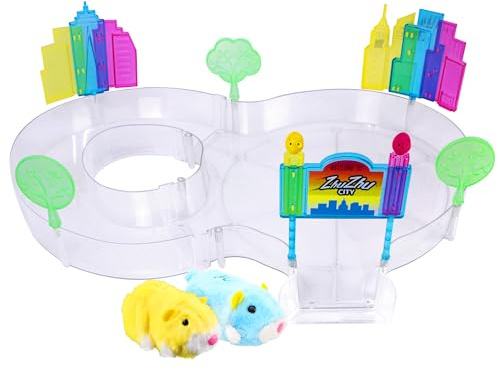 ZhuZhu City Downtown Starter Playset – Interactive Electronic Hamster Toy with Pipsqueak & Sophie – 40+ Sounds & Actions – Expandable Track Set Gift for Kids Ages 4+