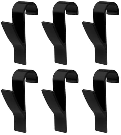 Pixaro Lot de 6 crochets noirs pour sèche-serviettes, sèche-serviettes, sèche-serviettes, peignoirs, crochets de radiateur pour salle de bain, toilettes et cuisine