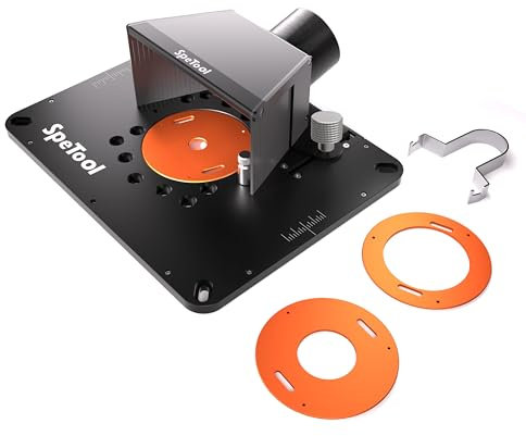 SpeTool Präzisions-Aluminium Frästisch Einsatzplatte mit Staubabsaugung, Fräsplatte für Oberfräsen mit den Meisten Oberfräsen, Standardgröße 235×298 mm