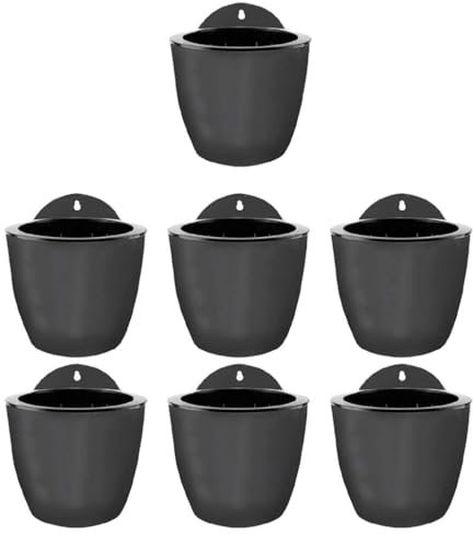vewoza Set di 7 pratici vasi da fiori autoirriganti da appendere alla parete, vaso da fiori autoirrigante, in resina, grigio-nero 190 (grigio-nero 190)