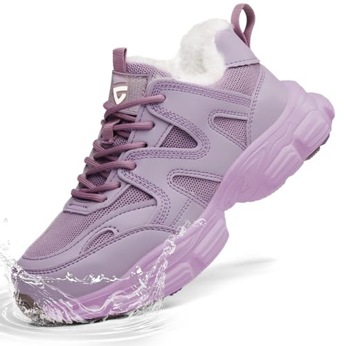 KOIFISH Chaussures de Sécurité Femme Hiver Imperméable Basket de Securite Confortable Chaudes Chaussures de Travail Embout Acier Antidérapante Violet 36