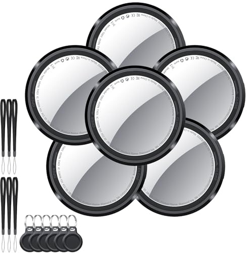Smart Air Tracker Tag 6 Pack, Buscador de Objetos Bluetooth Funciona con Buscar Apple (sólo iOS), Localizador Bluetooth, Rastreador para Llaves, Cartera, Equipaje, Mochila, Batería Reemplazable, Negro