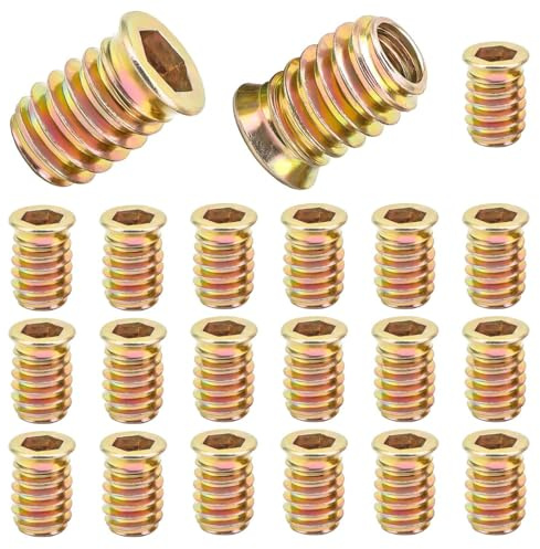 JYNXOR 20 PCS Insertos Roscados para Madera M8 x 13mm, tuercas para madera, Helicoil m8, Tuercas Hexagonales Con Cabeza Plana Para Muebles, Remaches De Inserción, Tuercas De Inserción Galvanizadas