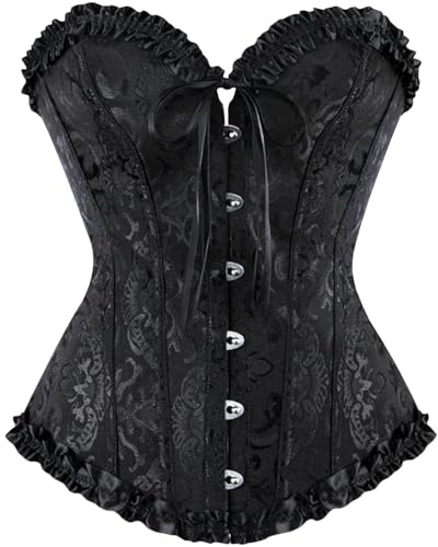 riou Corsé para mujer, con cordones, deshuesado, corsé moldeador, vintage, talla extragrande, sin tirantes, cuello en V, bustier, top para novia, bodyshaper gótico, medieval, debajo del busto, traje