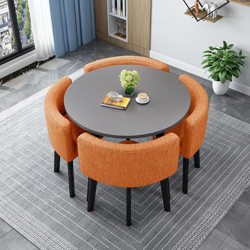 Elegant runt fyrkantigt matbord med 4 multifunktionella trästolar – modernt köks- och vardagsrumspäls för matsal, reception och konferens, 78,7 cm