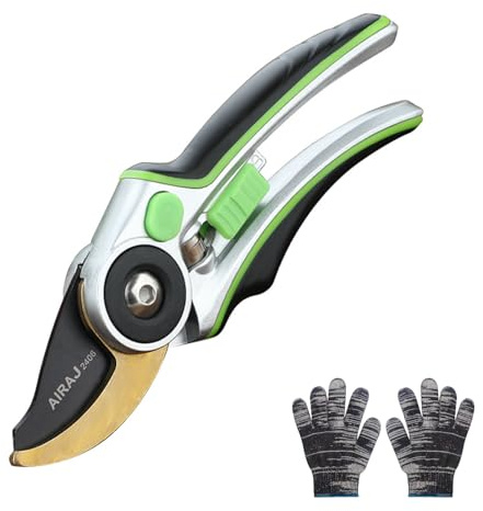 OUPADOS Sécateur à enclume à cliquet haute performance - 220 mm - Lame SK5 de 35 mm - Diamètre de coupe pour bois frais, dérivation - Sécateur à rosiers