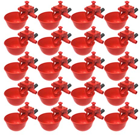 20Piezas Bebedero Automático de Agua para Pollos y Codornices Beberrios Ajustables con Volumen de Agua Regulable Rojo