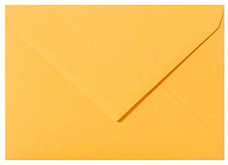 Paper24 50 Briefumschläge DIN C6 114x162 mm, nassklebend, für Einladungen, Grußkarten A6, für Hochzeit, Geburtstag in Gelb-Orange