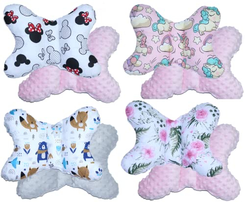 BABY Schmetterling Kissen für Kinderwagen Babybett Babyschale Reisekissen Babykissen (Einhorn + Rosa)