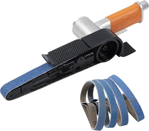 Levigatrice a nastro pneumatica da 3/4 x 2-1/2 con 20 cinghie (# 40, 60, 80 e # 120), buona per sbavatura, levigatura e finitura