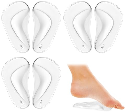 Sibba 3 Pares De Plantillas De Soporte De Arco De Gel Plantillas Ortopédicas De Silicona Para Pies Plantillas De Soporte De Arco Para Fascitis Plantar Soporte De Arco De Zapatos Almohadillas De