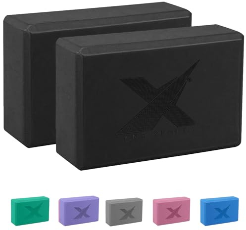 XN8 Sports Yoga Blocks Set of 2 High-Density Lightweight EVA Foam Yoga Brick For Deepen Poses Flexibility Pilates Strength Fitness Stretching Firm Sturdy Non-Slip Yoga Block