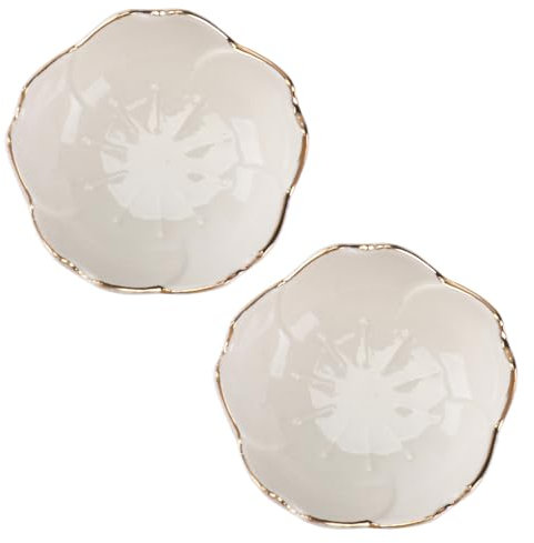 MAGICLULU Assiette à Sauce en Céramique de Fleur Lot de 2 Assiettes à Trempette pour Condiments 7 Cm pour Maison Fête Pique- Barbecue