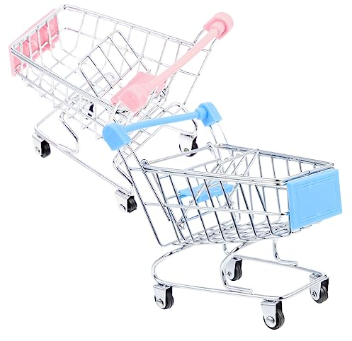 CORHAD 2er Set Mini Einkaufswagen Für Simulierte Supermarkt Wagen Kreatives Für Haustiere Pink Und Ideal Für Rollenspiele Und Kreative Spielstunden