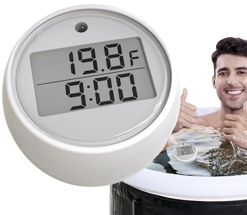 Water Thermometer Timer for Ice Bath,Digital Ice Bath Temperature Thermometer,Pool Thermometer,Floating Pool Ice Water Temperature Thermometer Cold Water Tub Ice Baths Accessories ﻿ (White)