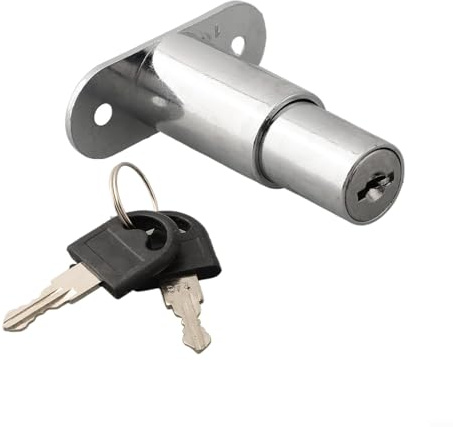 Verrou à piston poussoir en alliage de zinc de 19 mm de diamètre pour armoire avec 2 clés pour porte coulissante, tiroir, armoire (32 mm)