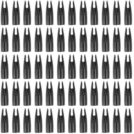 PATIKIL 8mm Bogenschießnocken, 60 Stück Pfeil Nocken Kunststoff Aufklebbare Pfeilnocken Ersatz für 5/16 Jagdpfeile Compoundbogen Recurvebogen, Schwarz