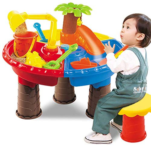 Qsvbeeqj Sand Und Wassertisch Outdoor Garten Sandkasten Set Spieltisch Für Kinder Strandspielzeug Sand Und Wasserspiel Interaktives Spielzeug