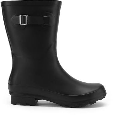 DREAM PAIRS Women Rain Boots Wide Calf Wellies,Black,5