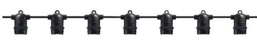 Vetrineinrete® Catena luminosa da giardino con 15 portalampada per lampadine E27 luci decorative prolungabile impermeabile Ip54 15 metri (Nero)
