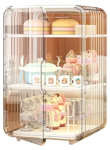 Baby Bottle Drying Bar - Large Nursery Holder, Steriliser Storage Stand with Dustproof Cover | Nutrition Accessories Dryer for Kitchen Counter, Bathroom, Menka