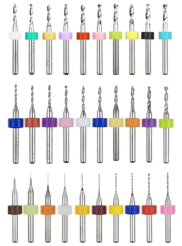 HAXIHA 30 pezzi Punte da PCB Micro,Mini Trapano da 0,1 mm a 1,0 mm e da 1,1 mm a 2,0 mm e da 2,1 mm a 3,0 mm Punte Twist Bits,per Circuiti Stampati,Ambra,Cera d'api,Plastica,Gioielleria,Incisione