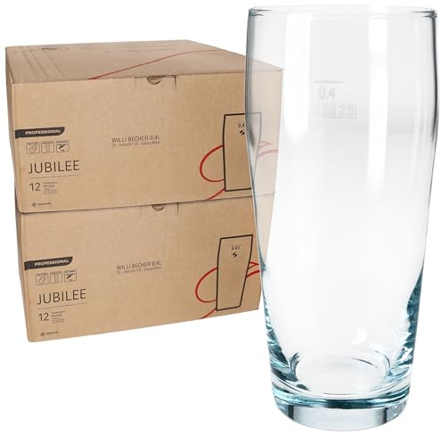 MamboCat 24er Set Willibecher 0,4 L geeicht I Biergläser aus klarem Glas mit Eichstrich I Trinkgläser für Bier, Wasser, Cocktails & Softgetränke ideal für Gastro, Bars & Restaurants