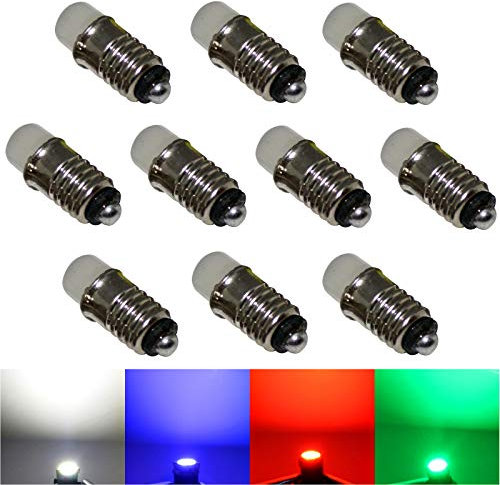 10x LED E5,5 Lämpchen Birnchen Birne 12V - kaltweiß blau grün rot (rot)