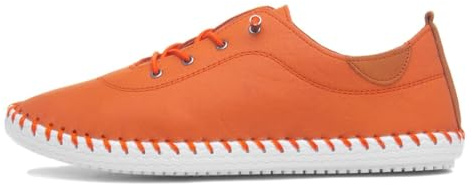 Lunar St Ives Leather Plimsoll 8 UK Orange