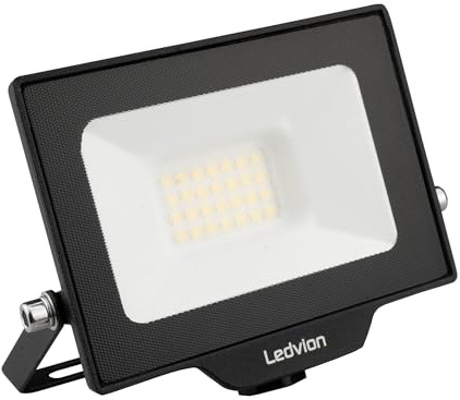 Ledvion - LED Flutlicht, Inkl. 0,5 m Kabel, 20 Watt, 6000K, 2200 Lumen, IP65 Wasserdicht, Inkl. Schnellanschluss
